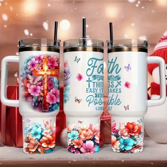 Faith 40oz Custom Tumbler - NWOT - Picture 1 of 4